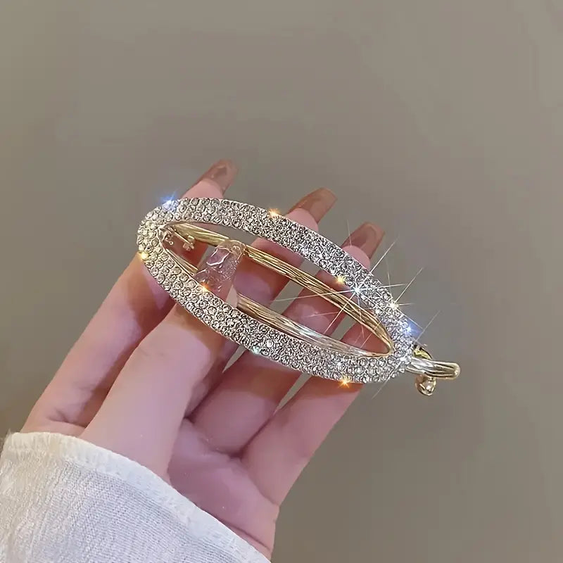 Fashion Oval Rhinestone Hair Clip