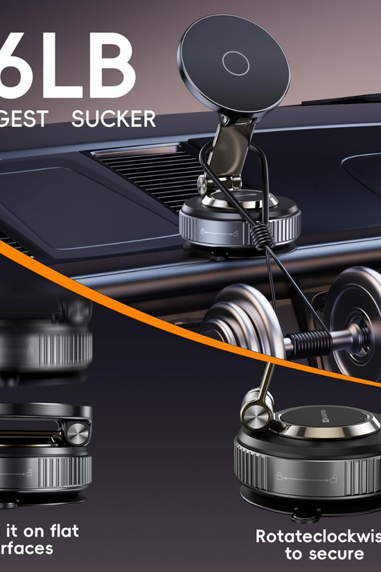 Magnetic Vacuum Car Phone Holder – 360° Adjustable for iPhone & Android