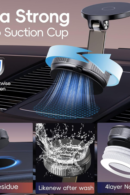 Magnetic Vacuum Car Phone Holder – 360° Adjustable for iPhone & Android