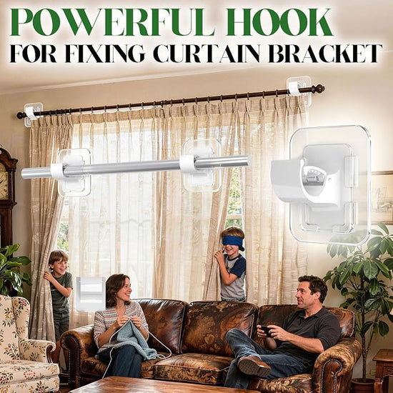 No-Drill Self-Adhesive Curtain Rod Holder