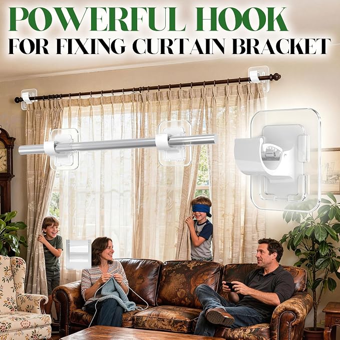 No-Drill Self-Adhesive Curtain Rod Holder