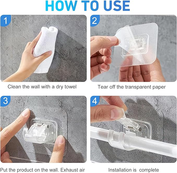 No-Drill Self-Adhesive Curtain Rod Holder